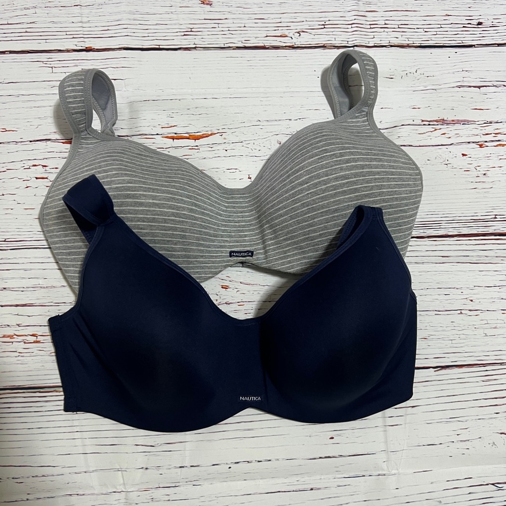 Nautica Gray & Blue Seamless Bra 38DD